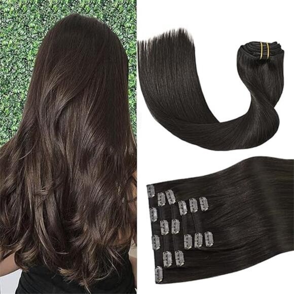 Dark Brown Clip in Hair Extensions Real Human Hair 70G 100% Remy Human main image 16